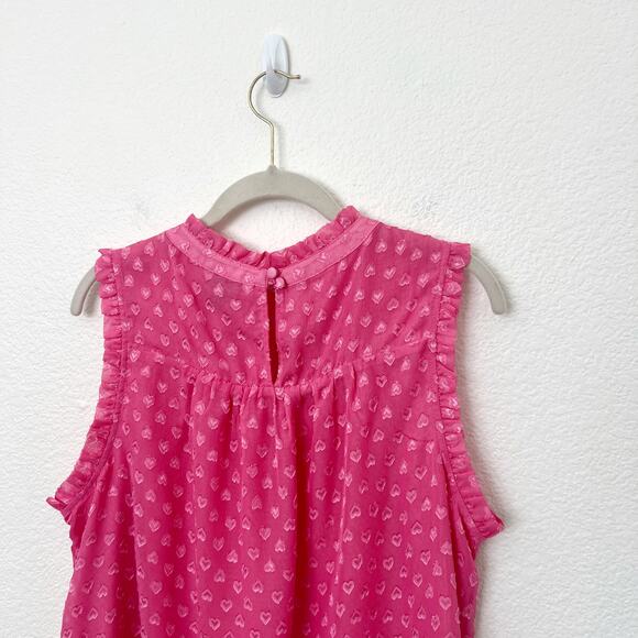 [Torrid] Azalea Pink Heart Clip Dot Print Mock Neck Sleeveless Blouse Size 0X - Picture 6 of 12